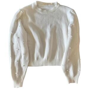 Levi’s White Pom Sleeve Sweater – Size M